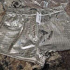 Nasty Gal Metallic Croc Faux Leather Shorts